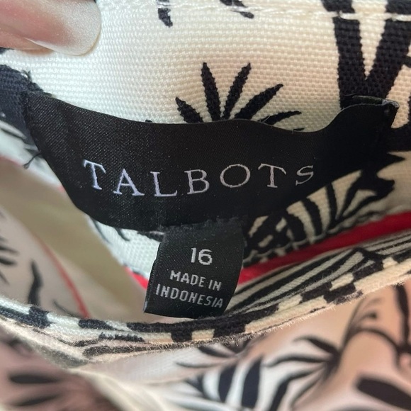 Talbots A Line Tropical Monkeys Ivory Black Canvas Side Zip Lined Skirt - Picture 4 of 9